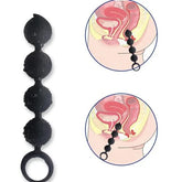 Close-up of a hand holding Bolas Anales Grace anal beads, showing the smooth and seamless design for easy insertion and removal, with a flared base for safe and secure use